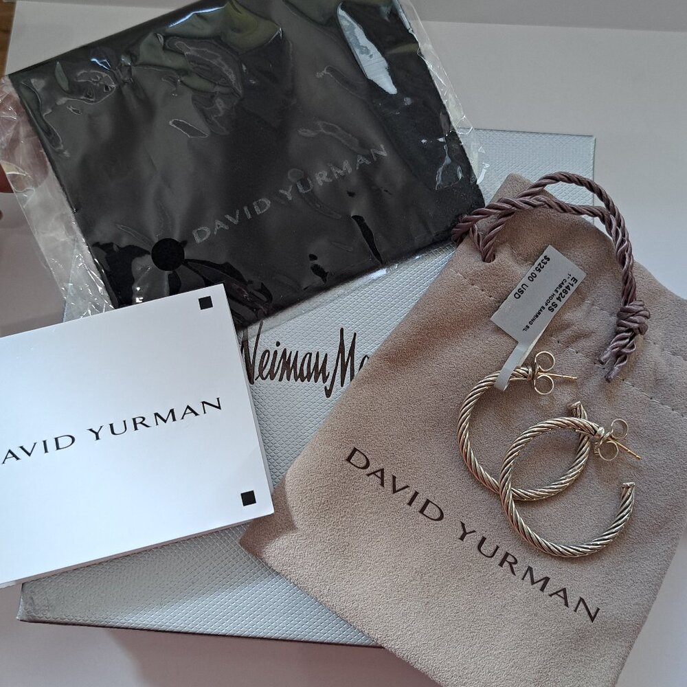 David Yurman Silver Cable Hoop Earrings